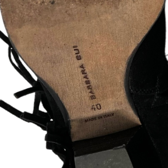 Barbara Bui Black Suede Leather Fringe Ankle Booties - Picture 13 of 13